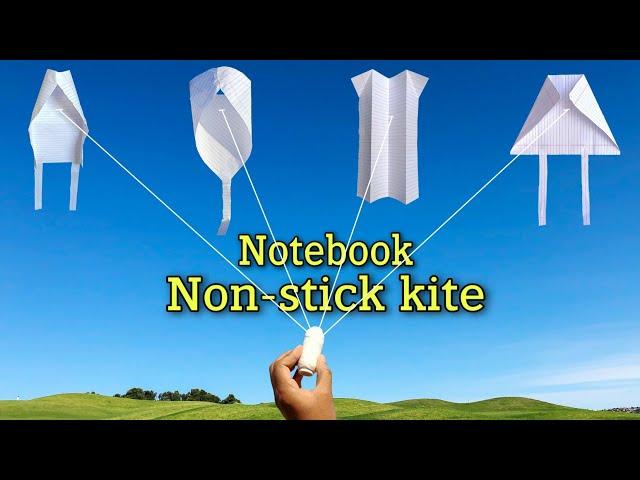 4 Non-stick notebook paper plane, flying notebook kite, without stick kite making, technokriart