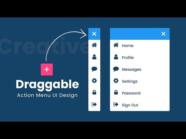 Floating Action Menu Using Html CSS & Javascript | How to Make a Draggable Menu