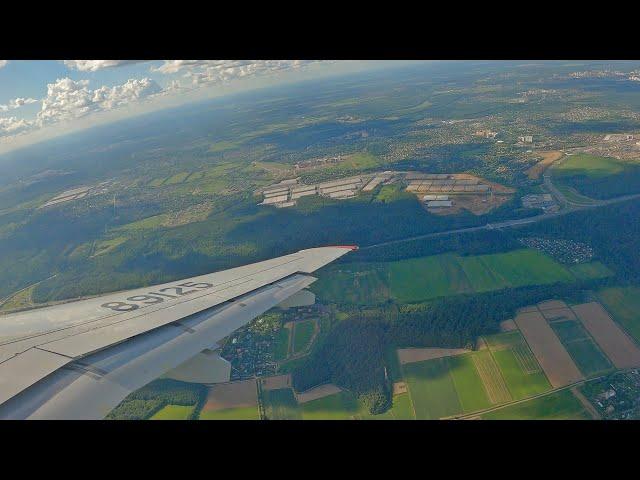 Takeoff from Vnukovo on the "Superjet": Aeroexpress, airport. Aircraft with the name "Suzdal".