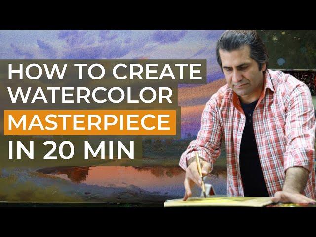 How to paint sunset in watercolor | Javid Tabatabaei's watercolor tutorial | watercolor landscape