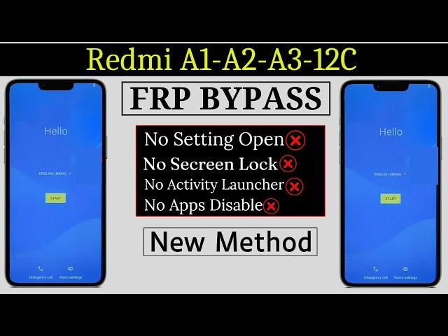 How To Bypass Frp Lock on Redmi A1Plus/A2Plus/A3/Redmi 12c| Settings not open|No Secreen Lock