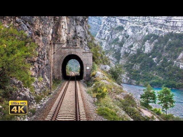 4K CABVIEW Capljina - Sarajevo - 99 tunnels and 65 bridges - The Neretva River Canyon