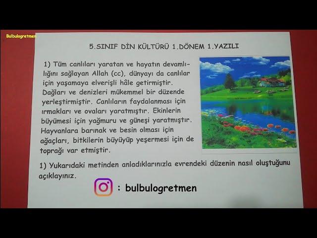 5.sınıf din kültürü 1.dönem 1.yazılı  @Bulbulogretmen   #5sınıf #dinkültürüveahlakbilgisi