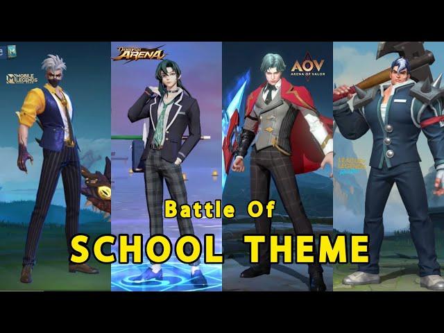 SCHOOL THEME MOBA BATTLE - SKIN COMPARISON - MLBB VS OA VS AOV VS LOL WR