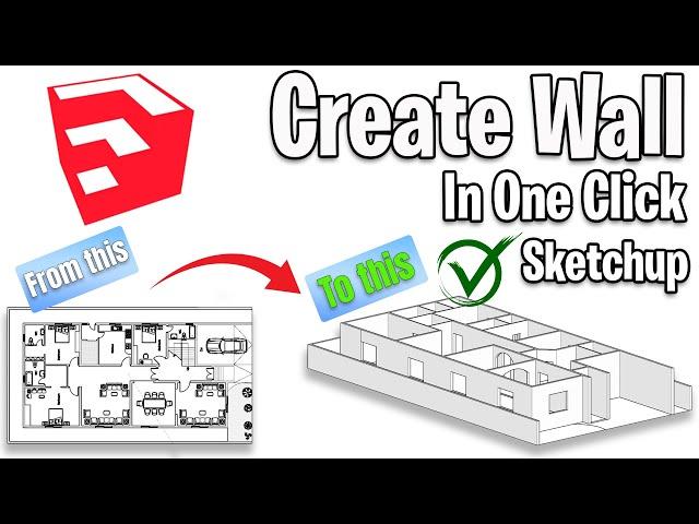 How To Create Walls in Sketchup in one click | Easy Ways to Draw Walls in Sketchup on fredo6 plugin