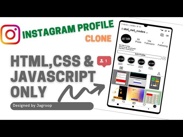 instagram profile clone | How to build instagram profile using html,css & javascript #instagram