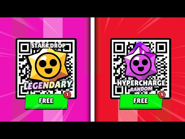 FREE GIFT QR CODE WORKING QR CODE ON LEGENDARY STARR DROP, HYPERCHARGE In Brawl Stars