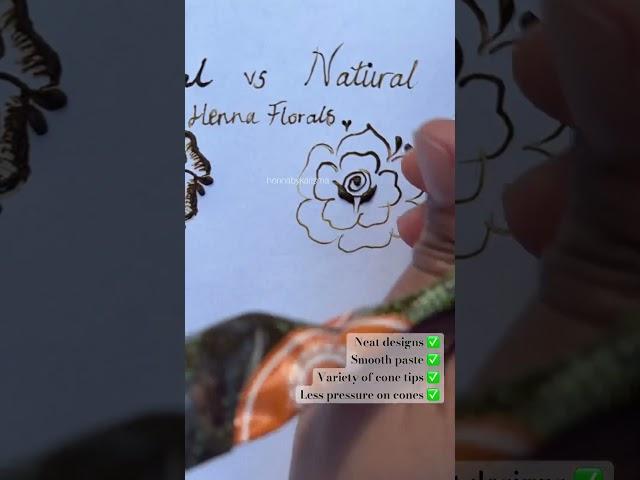 Using Chemical vs Natural henna to create a flower | HennabyKarisma #henna #mehndi #naturalhenna