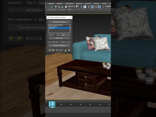 Easily Test Alternative Models in your scene | RandoMixer 3dsMax plugin, Quick Combinations Wizard