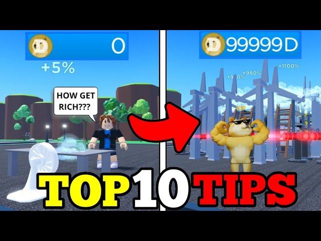 TOP 10 TIPS & TRICKS in DOGECOIN MINING TYCOON ROBLOX - NOOB TO PRO (BEST LAYOUT)