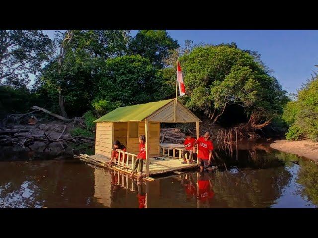 Berpetualang di rumah rakit ll bersama anak istri sambil menikmati suasana alam