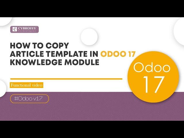 How to Copy Article Templates in Odoo 17 Knowledge App | Odoo 17 New Features