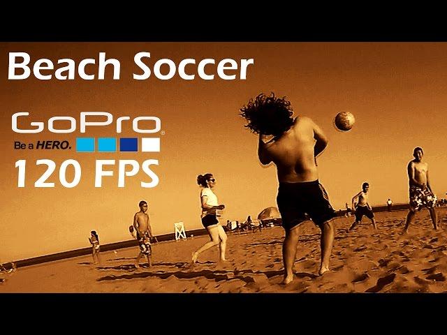 Gopro Hero. Beach Soccer , reverse Slow motion Football