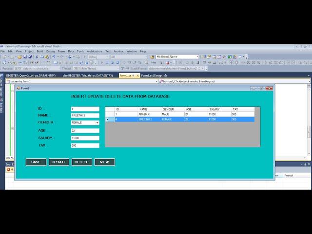 C# Insert Update Delete and View data from database in .net