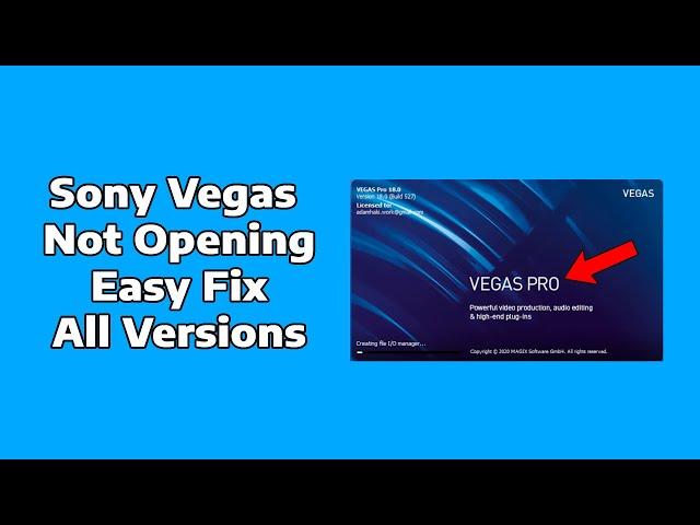 Sony Vegas Not Opening/Loading | How To Fix (fast & easy)