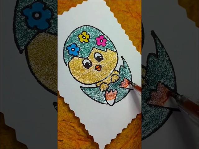 Pretty Chick #glitter Coloring #satisfying #art #shorts #artwork