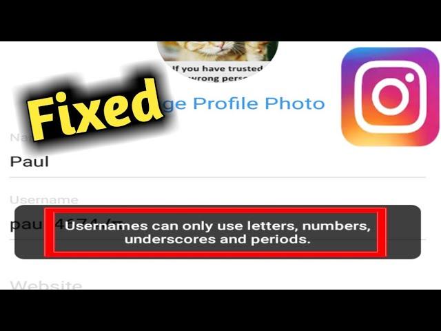 Fix Instagram Username can Only Use Letters, Numbers, Underscore, and Periods Problem Solved