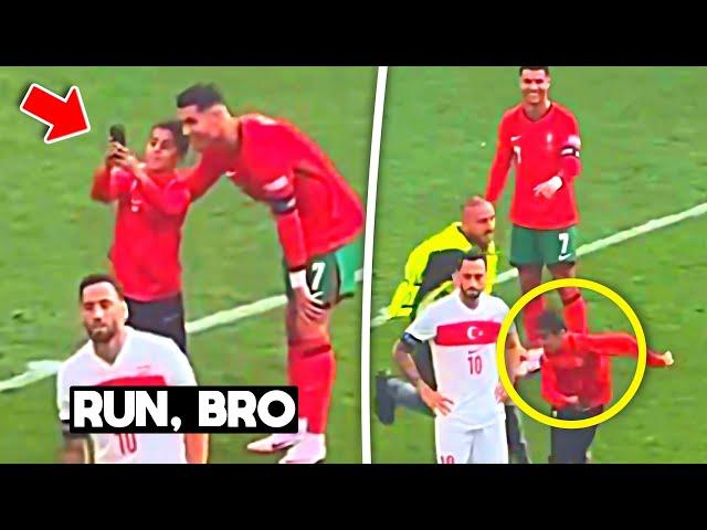 Cristiano Ronaldo Take a Selfie with Turkish Pitch Invader & Smile after That ️