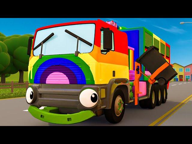 Rainbow Recycling Truck+ more Classic Nursery Rhymes for Kids Songs | Gecko's Garage Truck Cartoon