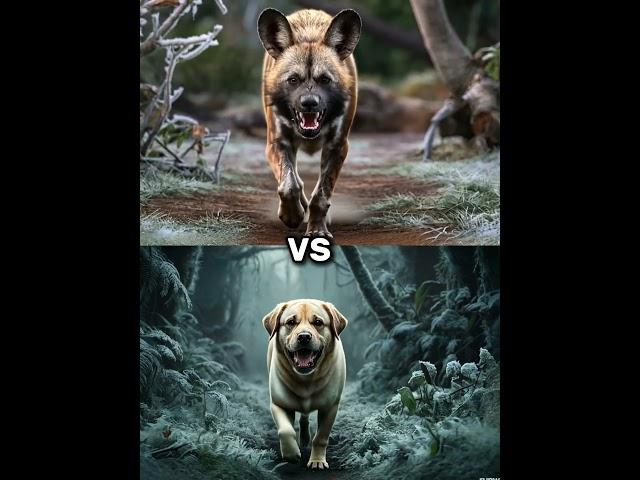 African wild dog vs labrador vs (Rottweiler, Husky, German Shepherd) Battle.