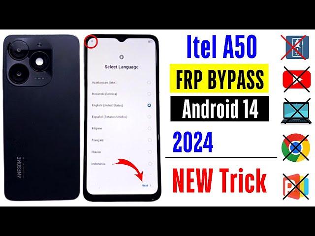 Itel A50 FRP BYPASS Android 14 | Itel A50 Gmial Account Bypass | Itel A50 Frp Unlock Without Pc