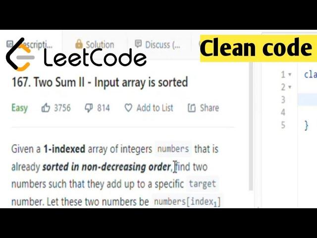 Two Sum II - Input array is sorted | leetcode 167 | leetcode 167 java solution | CoderNight