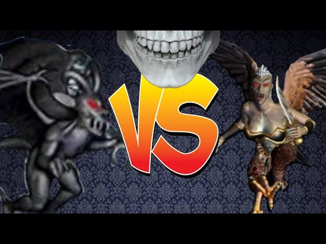 Heroes of Might and Magic III. Obsidian gargoyle VS Harpy hag