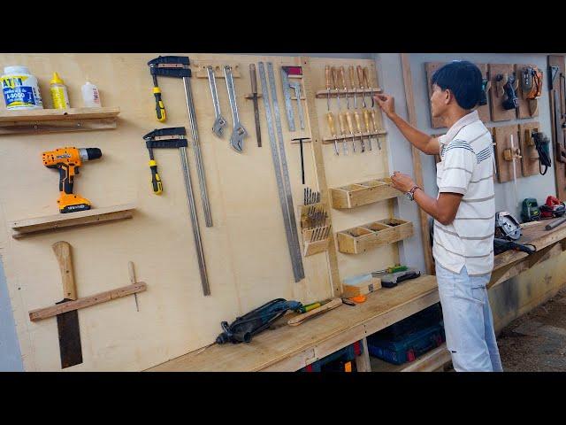 Workshop Design - Make Custom Tool Organization Board from Recycled Wood Pallets