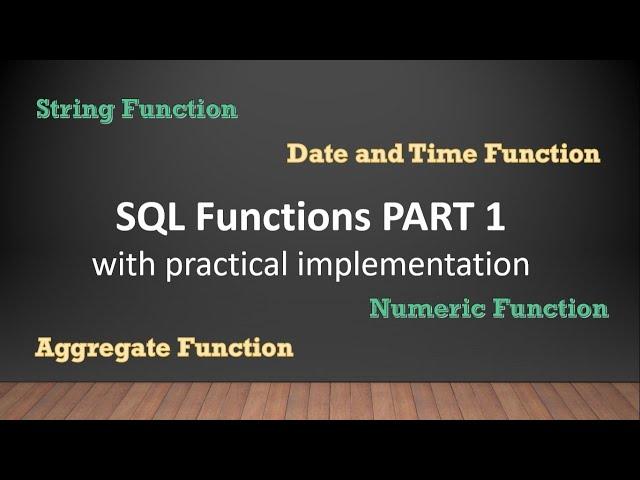 SQL built-in Functions with practical implementation | Part 1 | Single row | TechnonTechTV