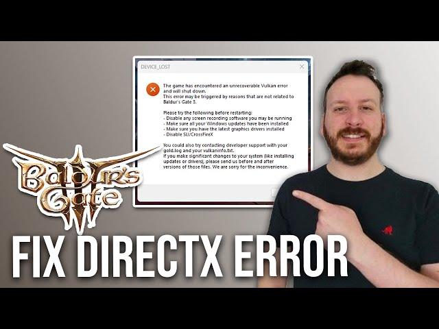 How To Fix Baldurs Gate 3 DirectX Error (For Beginners)