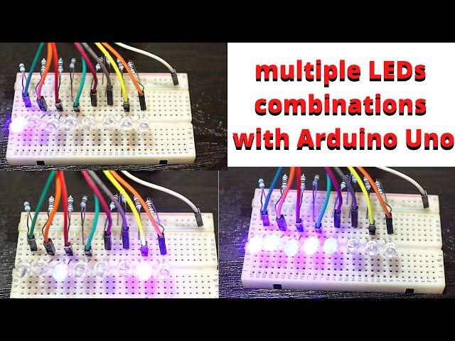 multiple LEDs combinations with Arduino UNO | Arduino tutorial led blink | Makelogy | v-7