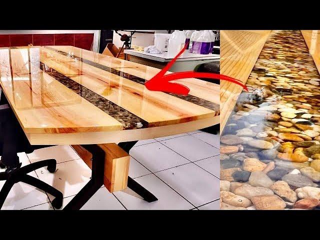 How Epoxy Table Made w/ rocks