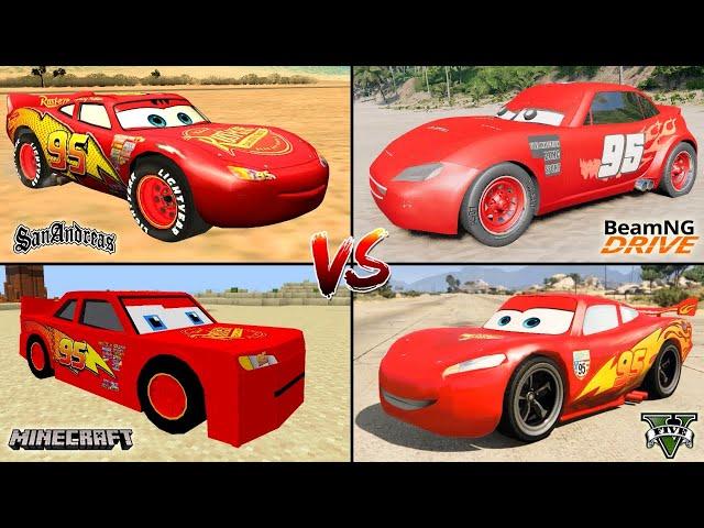 MINECRAFT LIGHTNING MCQUEEN VS GTA 5 VS GTA SAN ANDREAS VS BEAMNG DRIVE - WHICH IS BEST?