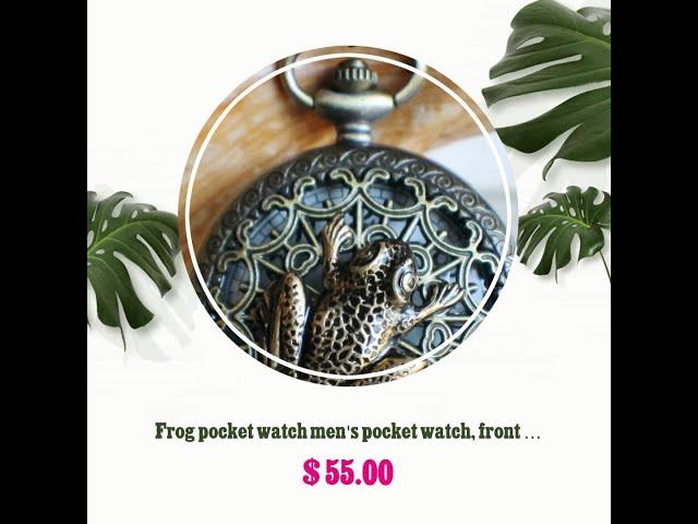 Frog pocket watch men's pocket watch, front case is mounted with bronze frog