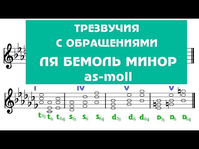 ЛЯ БЕМОЛЬ МИНОР - ТРЕЗВУЧИЯ с обращениями - as-moll