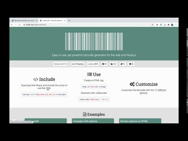 Build Barcode Generator with JavaScript | JsBarcode