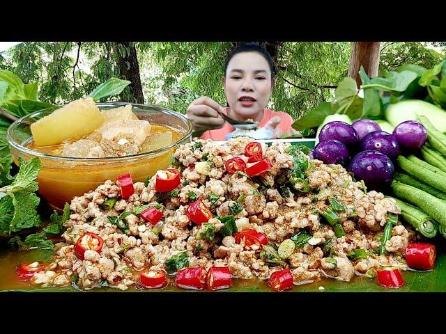 ลาบหมูหอมข้าวคั่วมะนาวซดกับเเกงฟักฮ้อนๆเเกล้มผักสดเต็มถาดเเซ่บสุด|ส้มซ่าพาเเซ่บ 21 ตุลาคม ค.ศ. 2024