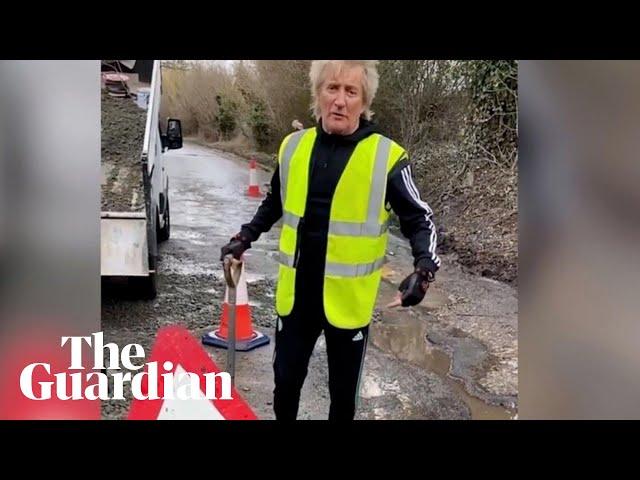 Rod Stewart fills potholes outside his Essex estate: ‘My Ferrari can’t go through’