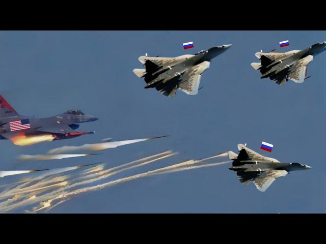 Horrible Moment!! Ukrainian F-16 and Russia's most expensive SU-57 air battle in Kursk airspace!