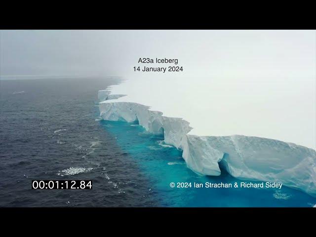 Iceberg A23a - Drone footage of the largest iceberg on earth, eroding in the Southern Ocean.