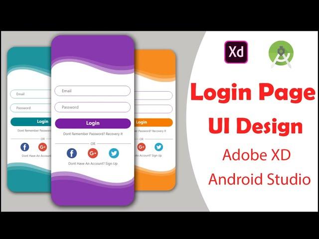  Xd Android Login Ui Design Tutorial | Adobe Xd to Android Studio Xml Tutorial 