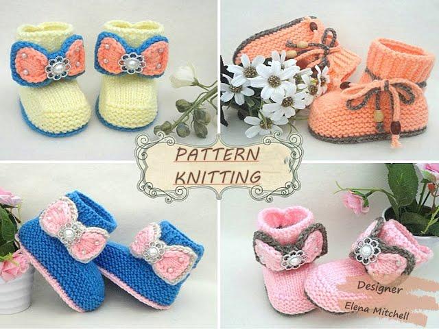 Knitted baby shoes, knit / crochet pattern PDF | Designer Elena Mitchell