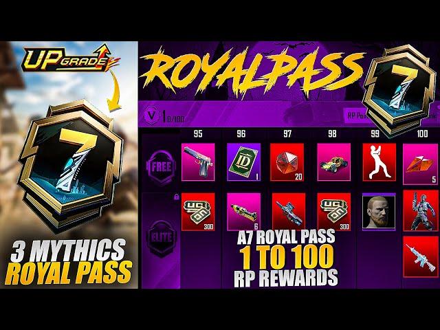 A7 Royal Pass 1 To 100 Rp Rewards | A7 Mythic Outfits | Upgradable Gun Skin 50 Rp |PUBGM