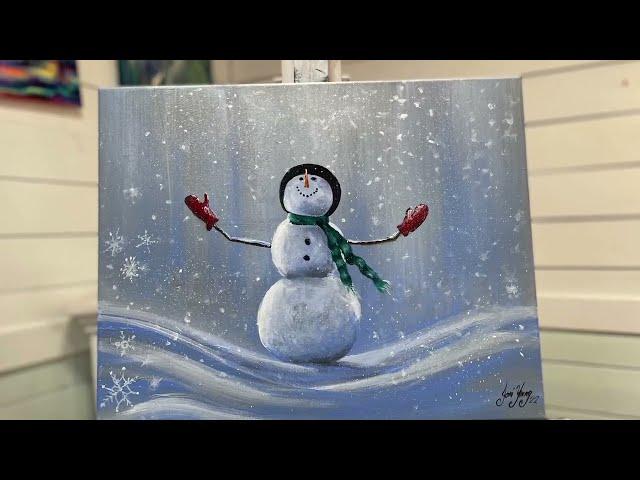 How To Paint “Let It Snow!” Snowman painting tutorial | EASY STEP BY STEP