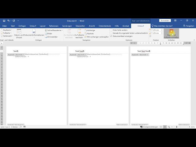 Kopfzeile und Fußzeile für jede Seite anders – Word-Tutorial