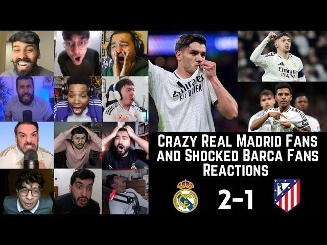 Crazy Real Madrid Fans and Shocked Barcelona Fans Reactions to RMA 2-1 ATM | UCL Round of 16 LEG 1