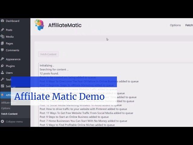 Affiliate Matic Demo - AffiliateMatic WordPress Plugin