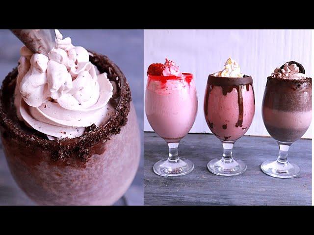 3 EASY MILKSHAKE RECIPE| STRAWBERRY BANANA & OREO MILKSHAKE without ICECREAM