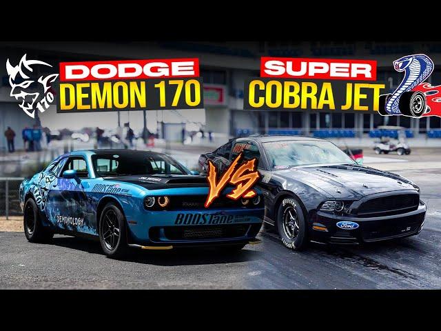 Dodge Demon 170 vs Super Cobra Jet 1/4 mile Drag Race | Demonology Drag Racing