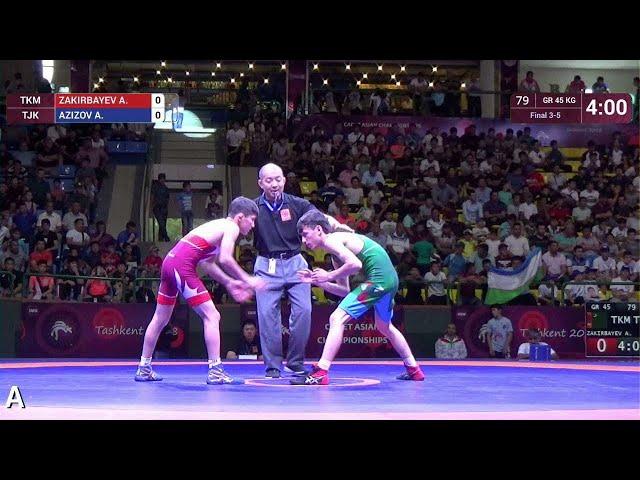 BRONZE GR - 45 kg: A. ZAKIRBAYEV (TKM) v. A. AZIZOV (TJK)